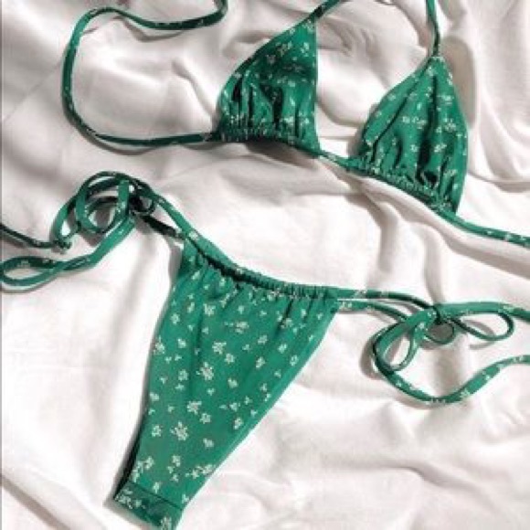 Frankie’s Bikinis Tia Green Ditsy Bikini - Picture 2 of 5
